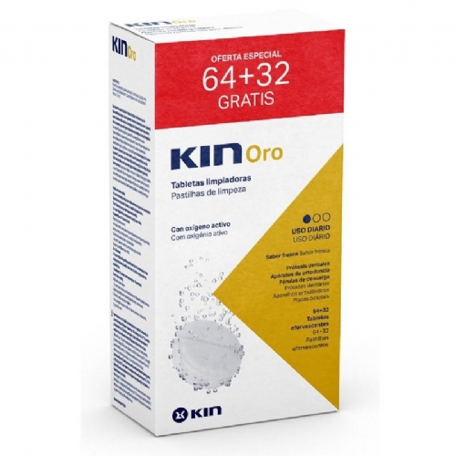 Kin oro tabletas limpiadoras - limpieza protesis dental (64 + 32 tabletas)