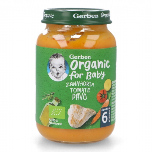 Gerber organic zanahoria tomate pavo (1 tarrito 190 g)