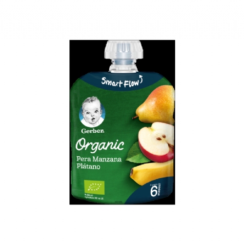 Gerber organic pera manzana platano (4 pouch 90 g)
