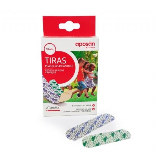 Aposan botiquin tiras plasticas infantiles (20 unidades 2 tamaños dinosaurios)