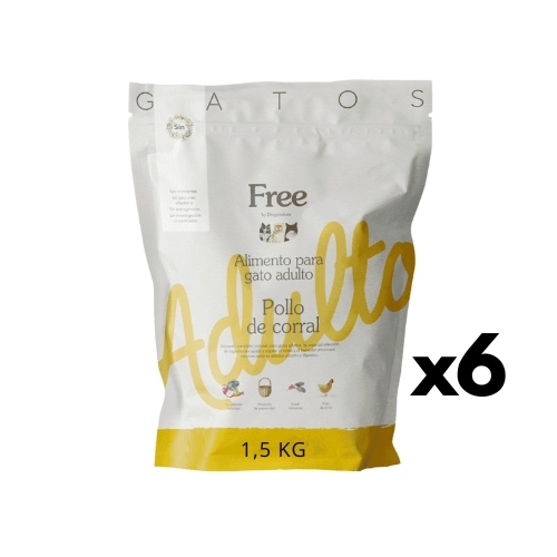 6 unidades Dingonatura pienso free pollo gato adulto 1,5 kg