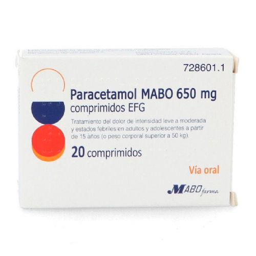PARACETAMOL MABO 650 MG COMPRIMIDOS EFG 20 comprimidos