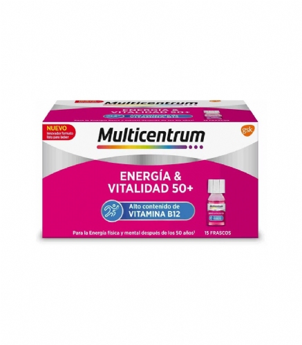 Multicentrum energia & vitalidad 50+ (30 frascos 7 ml sabor frambuesa)