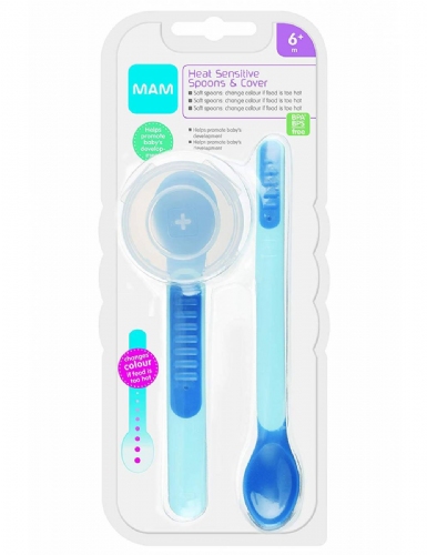 Cuchara con puntas sensibles al calor - mam heat sensitive spoon & cover (2 unidades color neutro)
