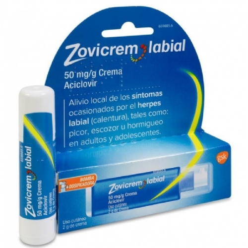 ZOVICREM LABIAL 50 mg/g CREMA, 1 frasco de 2 g
