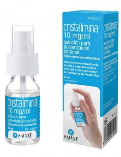 CRISTALMINA 10 mg/ml SOLUCION PARA PULVERIZACION CUTANEA, 1 frasco de 25 ml