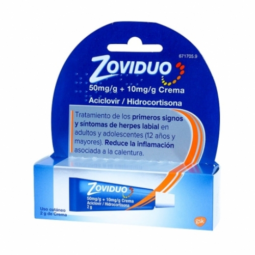 ZOVIDUO 50 mg/g + 10 mg/g CREMA , 1 tubo de 2 g
