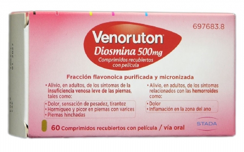 VENORUTON DIOSMINA 500 MG COMPRIMIDOS RECUBIERTOS CON PELICULA, 60 comprimidos