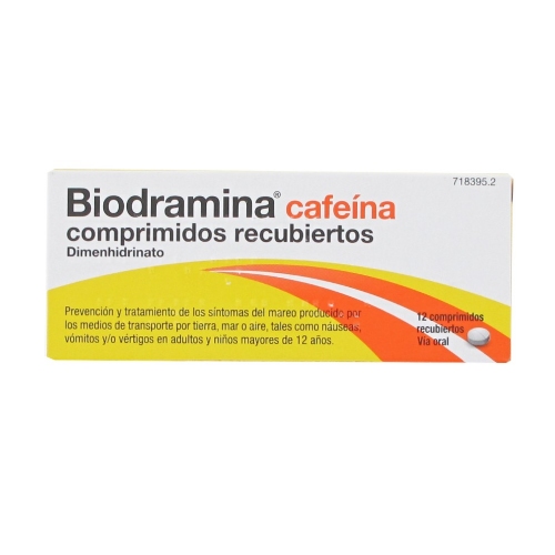 BIODRAMINA CAFEINA COMPRIMIDOS RECUBIERTOS , 12 comprimidos