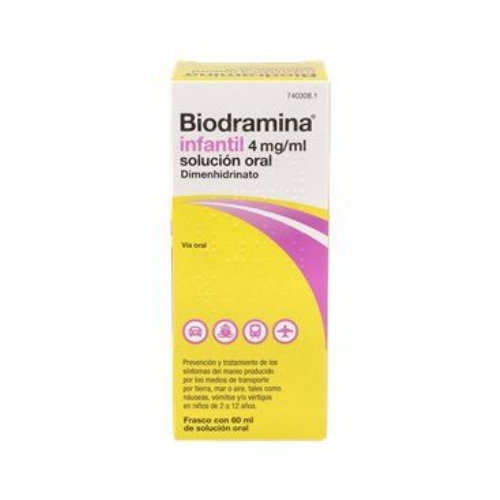 BIODRAMINA  INFANTIL 4 mg/ml SOLUCION ORAL , 1 frasco de 60 ml