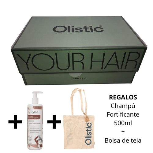 Olistic pack 3 meses for men + REGALO 1 Champú Fortificante 500ml + 1 bolsa de tela
