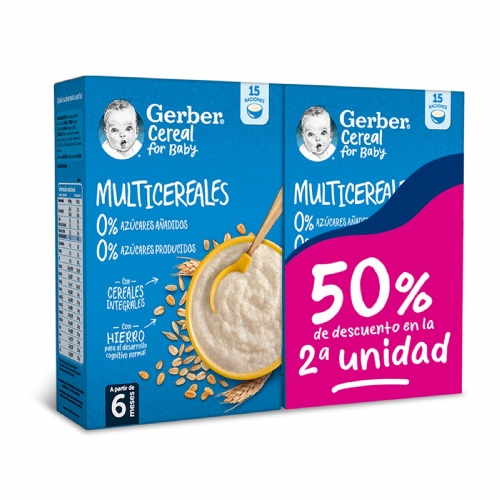 Gerber multicereales 0% azucares aÃ±adidos  2 estuches 270 g duplo