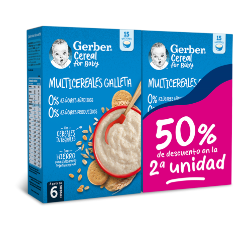 Gerber multicereales galleta 0% 0% azucares  2 estuches 270 g duplo