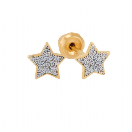 Inverness pendiente 24k  2 unidades 1267c estrella purpurina plata 7 mm