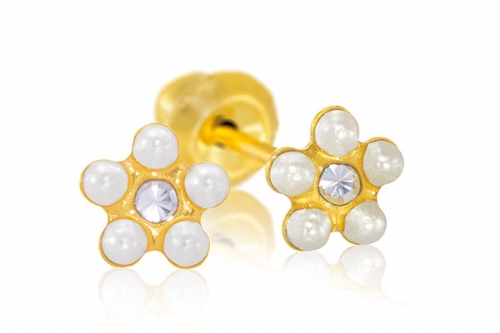 Inverness pendiente 24k  2 unidades 931c flor perla blanca simil 5 mm