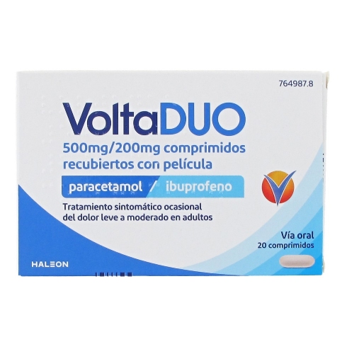 VOLTADUO 500 MG/200 MG COMPRIMIDOS RECUBIERTOS CON PELICULA, 20 comprimidos