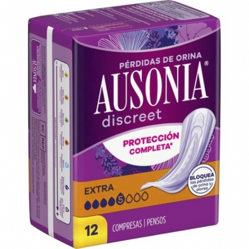 Absorbente incontinencia orina muy ligera ausonia discreet extra 12 unidades