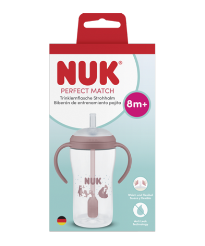 Biberon pp silicona entrena nuck perfect match 1 unidad 260 ml pajita suritdo