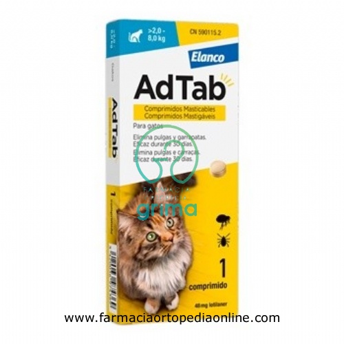 ADTAB 48 mg COMPRIMIDOS MASTICABLES PARA GATOS (>2,0?8,0 kg)