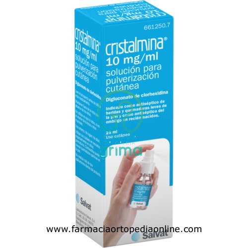 CRISTALMINA 10 mg/ml SOLUCION PARA PULVERIZACION CUTANEA, 1 frasco de 25 ml