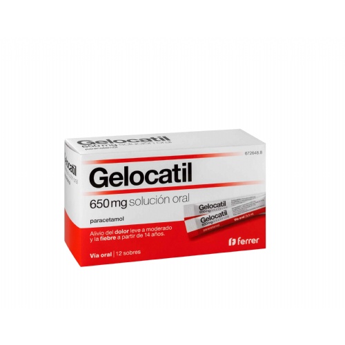 GELOCATIL 650 mg SOLUCION ORAL, 12 sobres