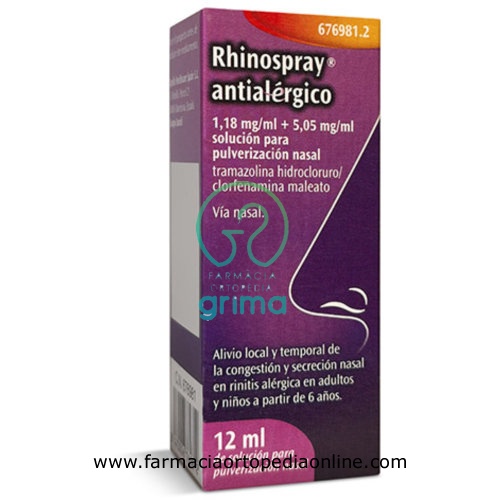 RHINOSPRAY ANTIALERGICO 1,18 MG/ML + 5,05 MG/ML SOLUCION PARA PULVERIZACION NASAL, 1 envase pulveriz