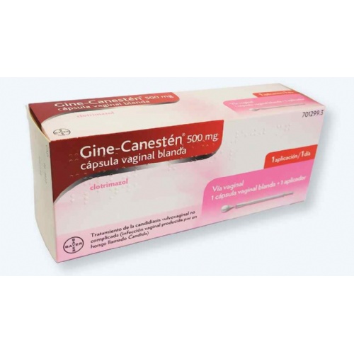 GINE-CANESTEN 500 MG CAPSULA VAGINAL BLANDA ,  1 capsula vaginal blanda + 1 aplicador