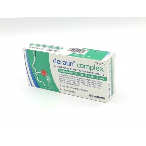 DERATIN COMPLEX COMPRIMIDOS PARA CHUPAR SABOR MENTA , 30 comprimidos (Blister aluminio/PVC)