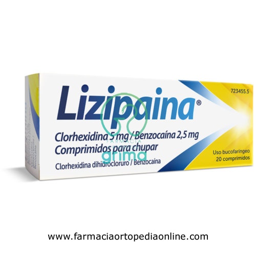 LIZIPAINA CLORHEXIDINA 5 MG/BENZOCAINA 2,5 MG COMPRIMIDOS PARA CHUPAR ,20 comprimidos