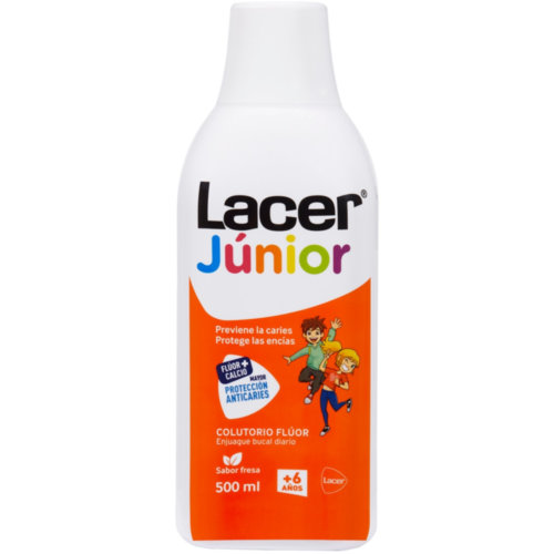 Fluor lacer junior enjuague bucal de uso diario  1 envase 500 ml sabor fresa