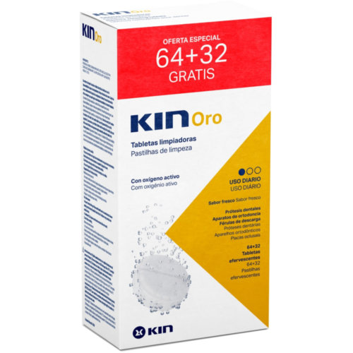 Kin oro tabletas limpiadoras - limpieza protesis dental (64 + 32 tabletas)