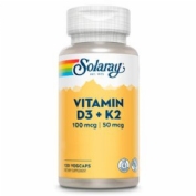 Vitamina d3 + k2 mk7 120capsulas solaray