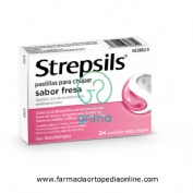 STREPSILS PASTILLAS PARA CHUPAR SABOR FRESA, 24 pastillas