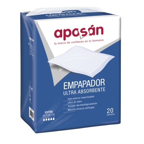 Empapador ultra absorbente aposan 20 unidades 90 cm x 60 cm - aposan