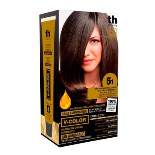 Th pharma vitalia sin amoniaco coloracion capilar permanente color 5.1 castaño claro ceniza - colora