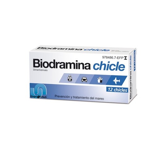 BIODRAMINA 20 mg CHICLES MEDICAMENTOSOS , 12 chicles