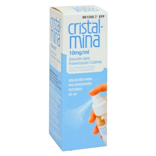 CRISTALMINA 10 mg/ml SOLUCION PARA PULVERIZACION CUTANEA, 1 frasco de 25 ml